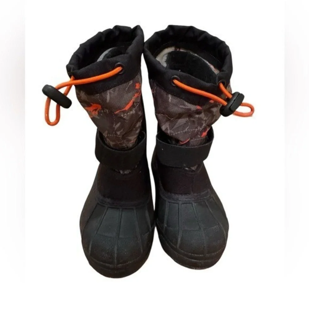 Columbia Powderbug Plus II Kids Snow Boots Waterproof Camo Orange Black BC132712